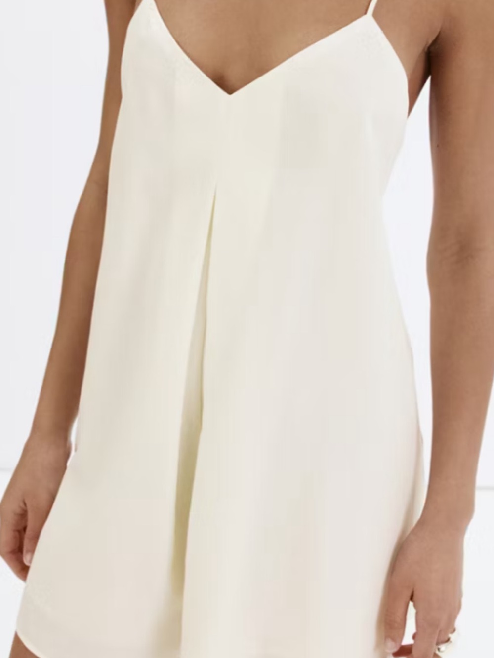 Tobi Cream V-Neck Spaghetti Strap Mini Dress